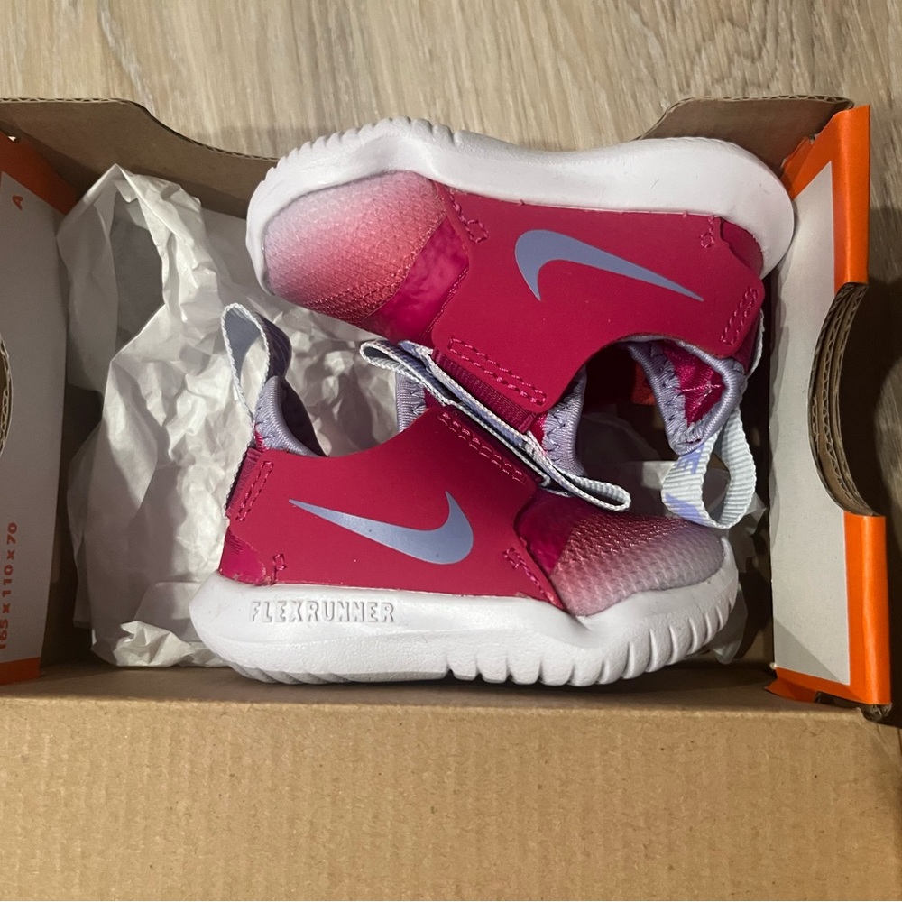 Nike Kids Flex Runner Pink and Gray Sneakers